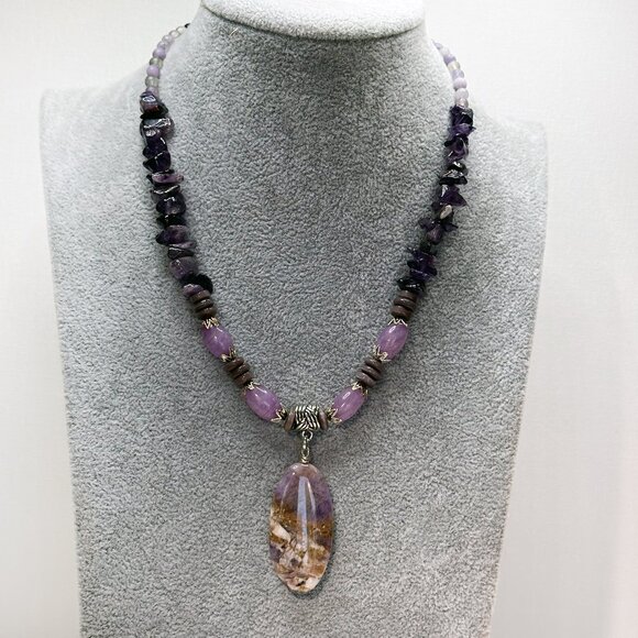 NEW - Handmade - Genuine Amethyst with Glass & Metal Accents - Picture 2 of 10